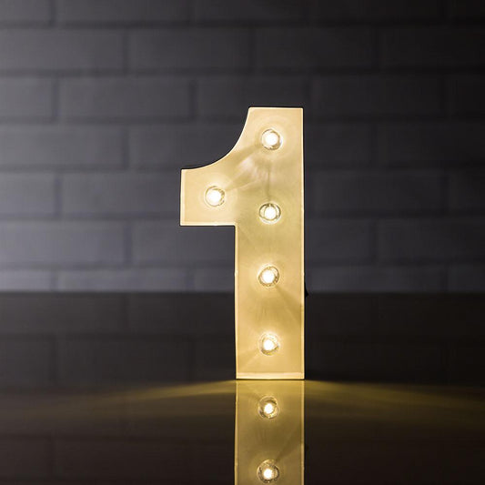 Marquee Light Number '1' LED Metal Sign (8 Inch, Battery Operated)