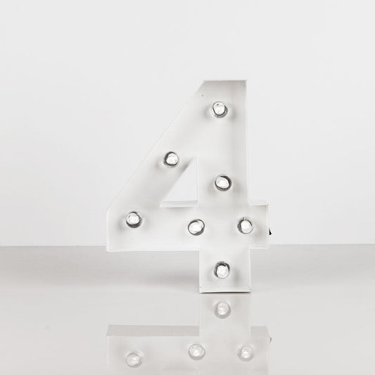 Marquee Light Number '4' LED Metal Sign (8 Inch, Battery Operated)