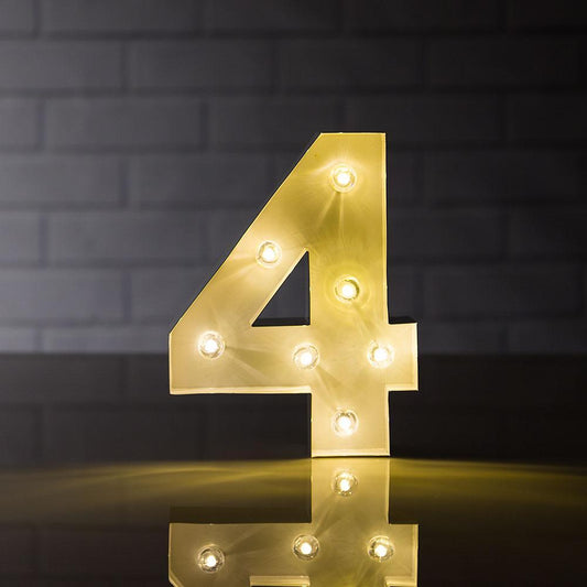 Marquee Light Number '4' LED Metal Sign (8 Inch, Battery Operated)
