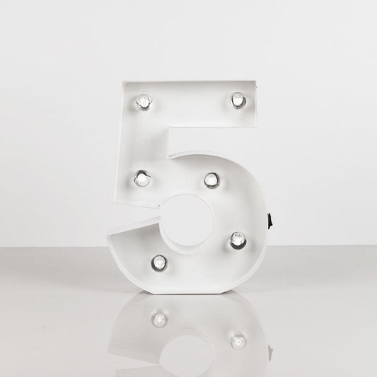 Marquee Light Number '5' LED Metal Sign (8 Inch, Battery Operated)