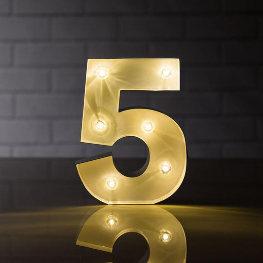 Marquee Light Number '5' LED Metal Sign (8 Inch, Battery Operated)