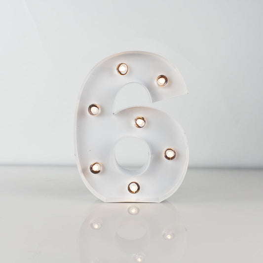 Marquee Light Number '6' LED Metal Sign (8 Inch, Battery Operated)
