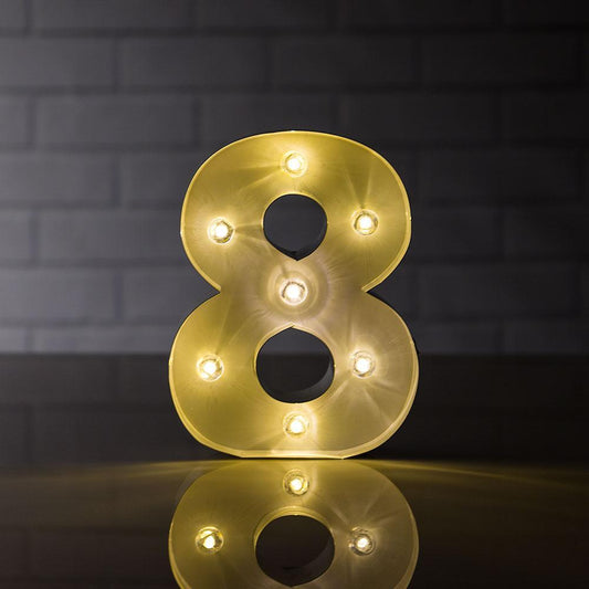 Marquee Light Number '8' LED Metal Sign (8 Inch, Battery Operated)