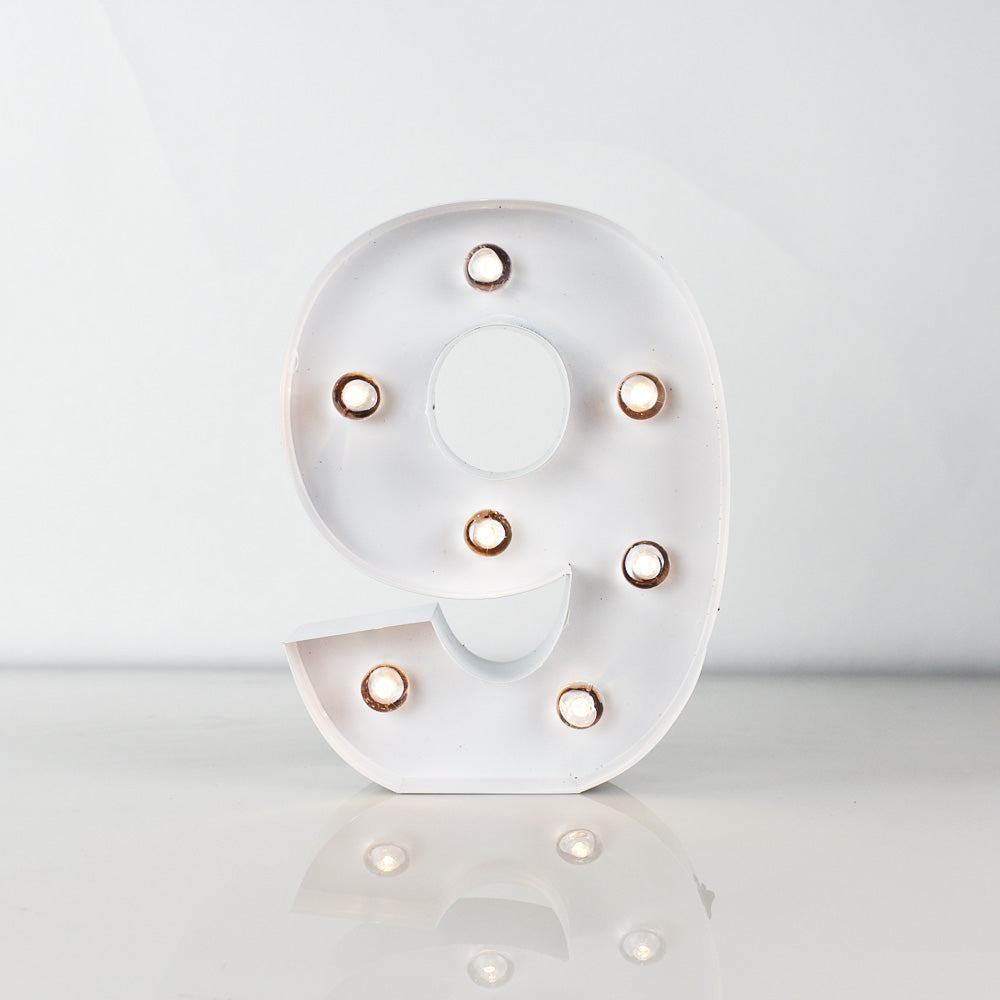 Marquee Light Number '9' LED Metal Sign (8 Inch, Battery Operated)