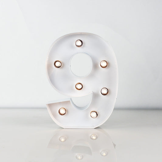 Marquee Light Number '9' LED Metal Sign (8 Inch, Battery Operated)