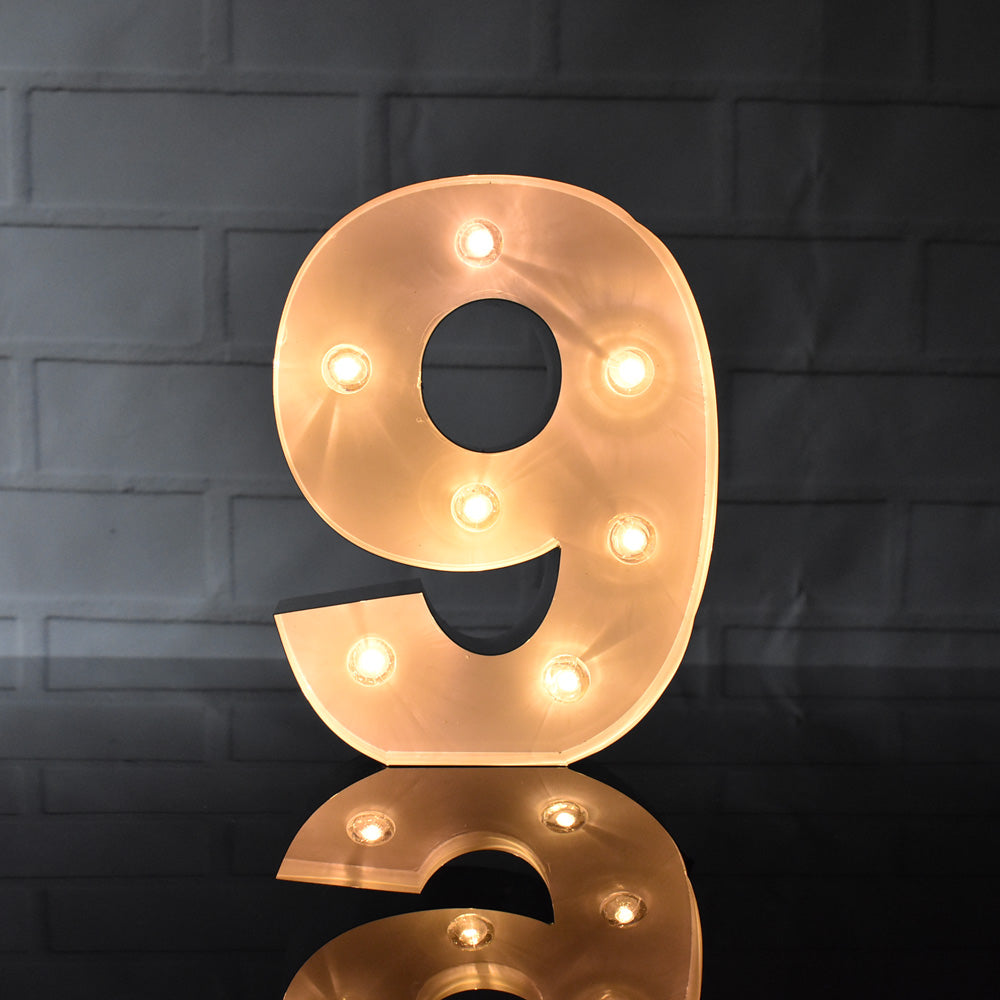 Marquee Light Number '9' LED Metal Sign (8 Inch, Battery Operated)