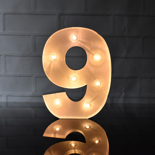 Marquee Light Number '9' LED Metal Sign (8 Inch, Battery Operated)