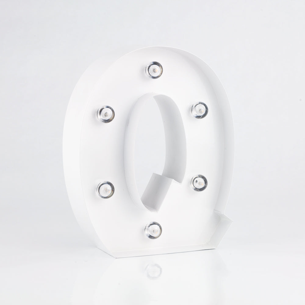 White Marquee Light Letter 'Q' LED Metal Sign (8 Inch, Battery Operated w/ Timer)