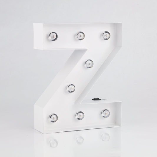 White Marquee Light Letter 'Z' LED Metal Sign (8 Inch, Battery Operated w/ Timer)